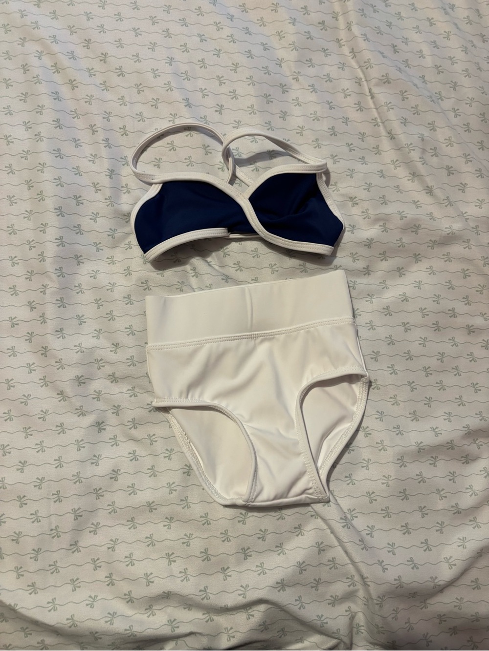 Girls Navy and White Two-Piece High-Waist set Tiger Friday